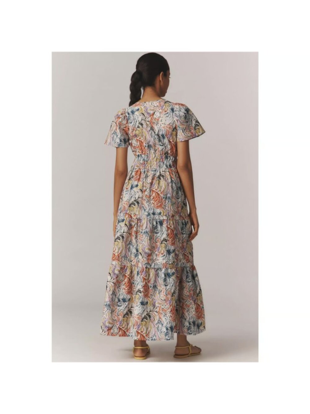 NWT Anthropologie Somerset Maxi in Purple Multi Feather Print Cotton Dress XL - Picture 2 of 7